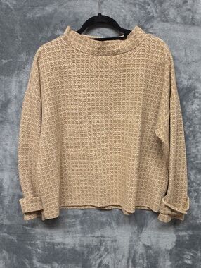Ann Taylor Neutral Tan Textured cowel Neck Sweater sz XL